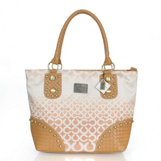 Coach Knitted Stud Medium Apricot Satchels ERR | Coach Outlet Canada